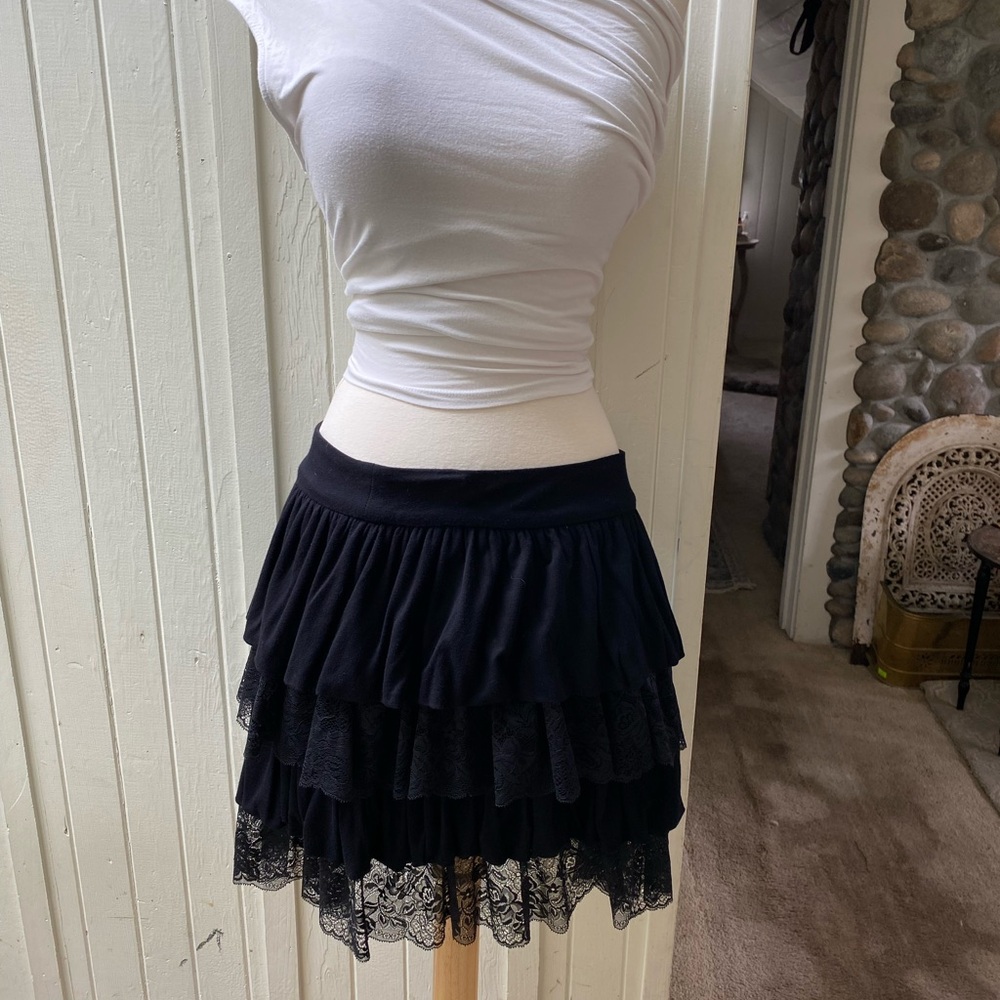 Black Lace Tiered Skirt